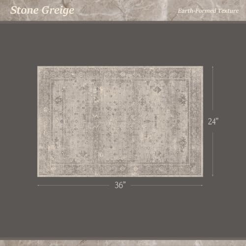 2x3 Washable Entryway Rug, Neutral Stone Greige Throw Rug - Image 2