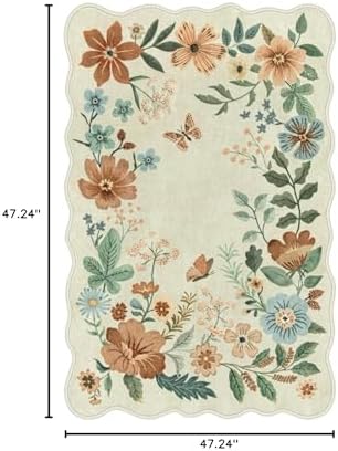 Lahome Floral Bedroom Rug, 4x6 Washable Rugs - Image 2