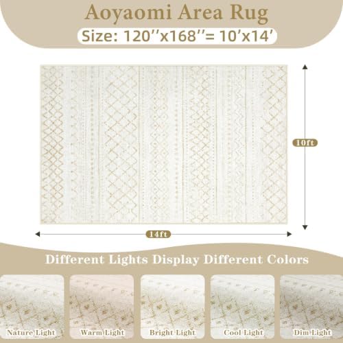 Area Rug for Living Room 10x14: Large Washable Boho Moroccan Rugs Geometric - Image 2