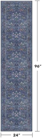 Dark Blue Washable 2x8 Runner Rugs Non Slip - Image 2