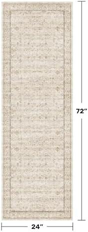 2x6 Long Beige Farmhouse Kitchen Runner Rug Washable Non Slip Carpet - Image 2