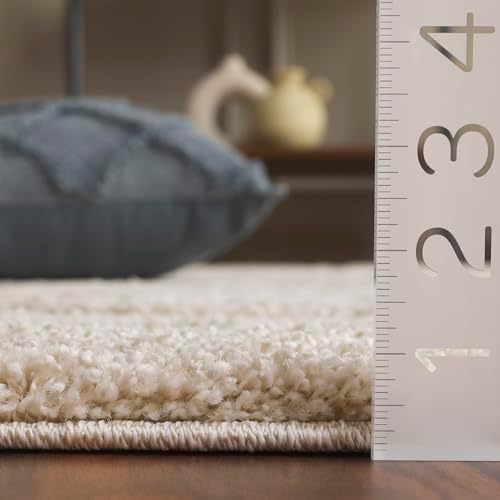 SAFAVIEH Florida Shag Square Rug 3', Soft Plush Cream & Beige SG455-1113 - Image 4