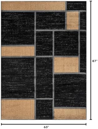 Rugshop Geometric Boxes Modern Non-Shedding Area Rug Jute 5'3" x 7'3" - Image 2