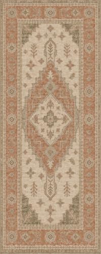 2'x5 Faux Wool Washable Runner Rug, Terracotta/Beige by Unknown