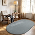LOCHAS Soft Oval Bedroom Rug 3 x 5, Washable Grey Rugs by LOCHAS