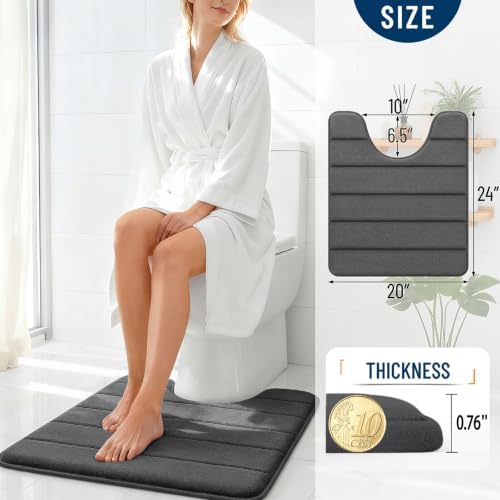 OLANLY Memory Foam Toilet Rugs U Shaped 24x20, Super Soft and Absorbent - Image 4
