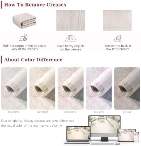 DCX Pink and Beige 4x6 Washable Rug, Kid & Pet Friendly - Image 4