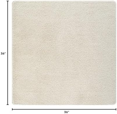 Area Rug 3x3 Bone Landing Mat Washable Indoor Rug Ultra Plus Thick Pile Solid - Image 2