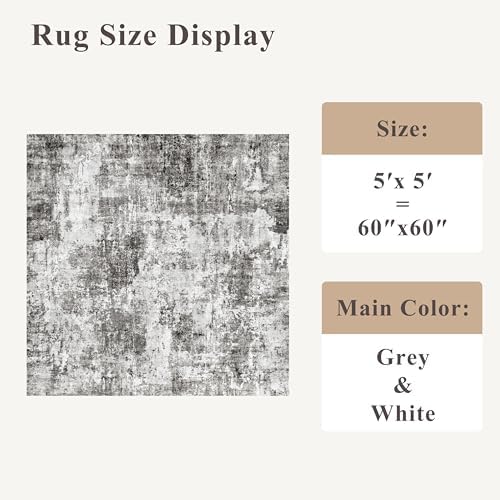 5x5 Square Entryway Rug Washable – Non-Slip Small Area Rug - Image 2