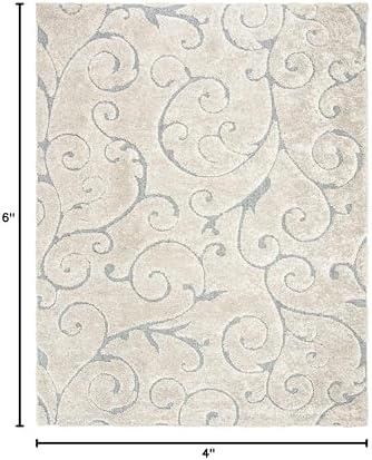 SAFAVIEH Florida Shag Rug 4'x6', Soft Plush Beige & Blue Grey SG455-1155 - Image 2