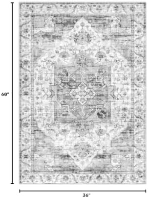 Vintage Area Rug 3x5 Ft Washable Rugs - Image 2