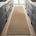 Beverly Rug Easy Jute Framed Border Runner Rug 2x7 Washable Durable Indoor by BeverlyRug