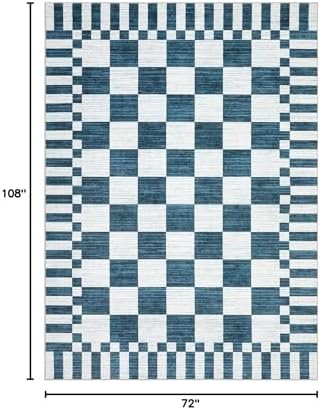 GarveeHome Blue Checkered Rug 6x9 Area Rugs - Image 2