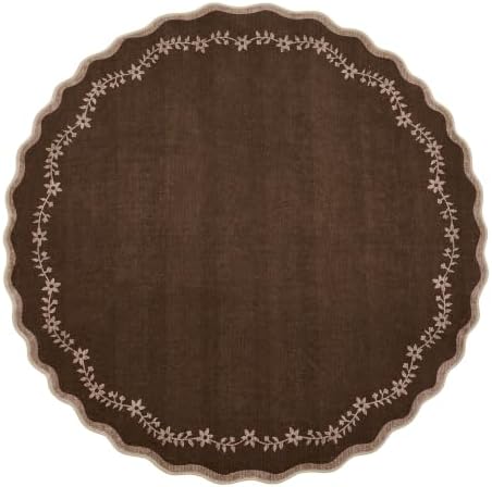 GarveeHome Round Area Rug 5ft Scalloped Washable Circle Rug by GarveeHome