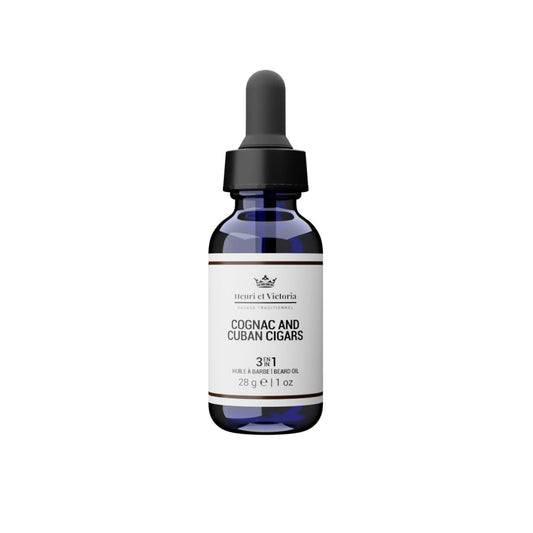 Beard Oil Cognac and Cuban Cigars Fragrance | Canadian Made by Skilled Artisan | Moisturizing, Non-Greasy, Natural Ingredients | 28g (1oz)