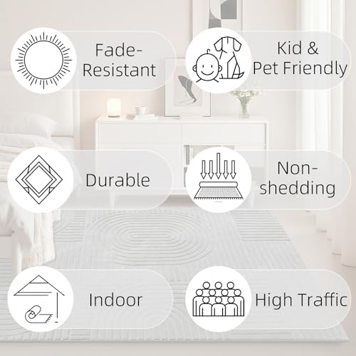 5x7 Solid Grey Area Rugs for Living Room, Washable Soft Bedroom Rug - Image 3