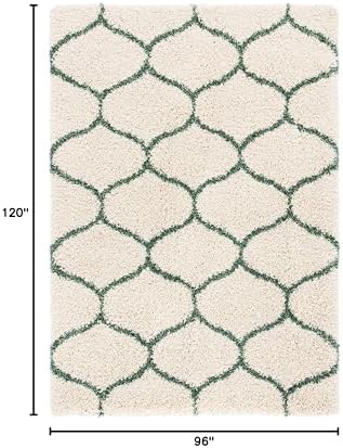 SAFAVIEH Hudson Shag Rug 8x10, Plush Trellis Large Ivory & Green SGH280H - Image 2