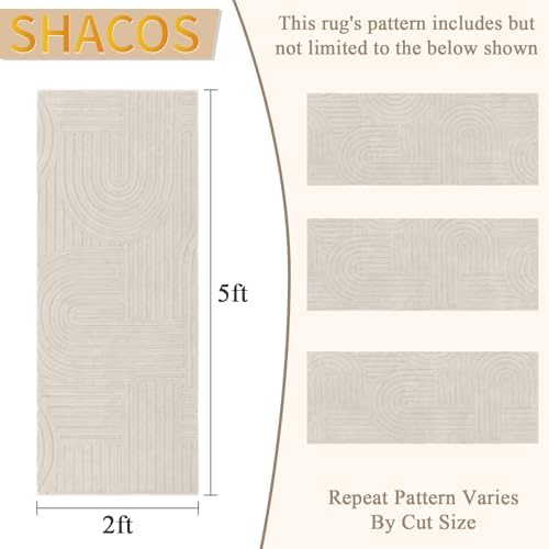 SHACOS Soft Cozy Fluffy Arch Pattern High-Low Pile Runner Rugs 2'x5' Non Slip - Image 2