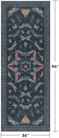 Vintage Dark Blue Insect Moth Runner Rug 3x8, Non Slip Washable Carpet - Image 2