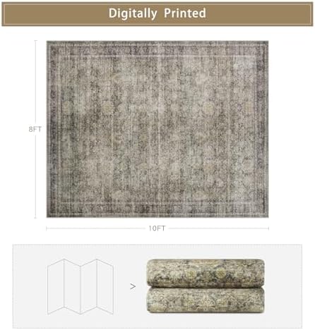 Green Brown 8x10 Washable Area Rugs - Image 2