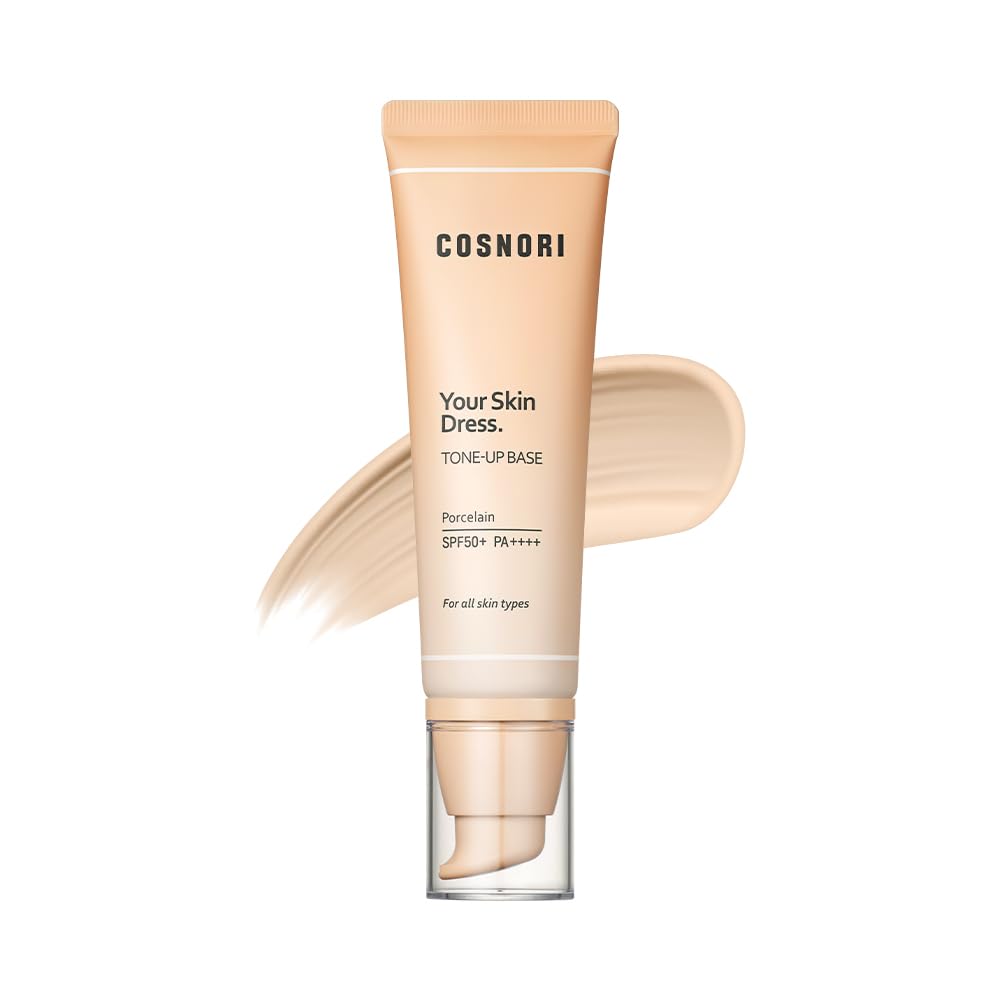 COSNORI Your Skin Dress Tone up Base – Conceal Pores & Blemish – Tone Correcting Makeup Base with Niacinamide – K Beauty – Porcelain Color for Cool & Warm Tone, 1.69 fl.oz