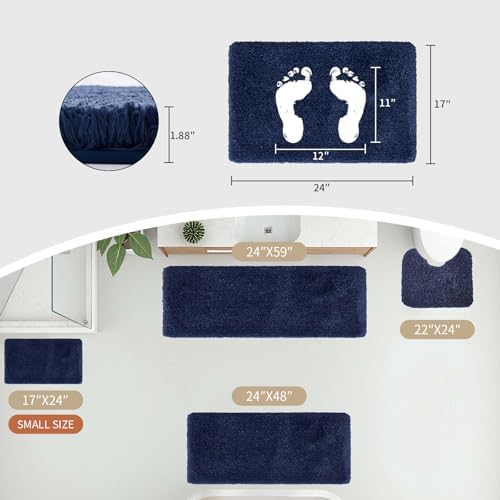 Disolla Navy Blue Bathroom Rugs 17x24, Non-Slip Plush Small Bath Mat - Image 2