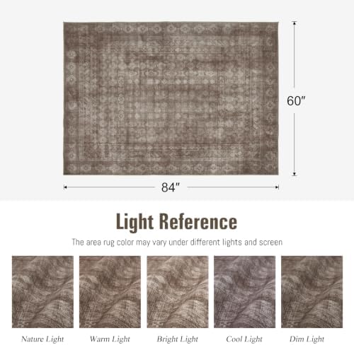 Washable Area Rug 5x7, Large Boho Living Room Rug, Dark Beige - Image 2