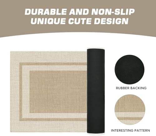 Artoid Mode Beige Absorbent Rectangle Non-Skid Doormat, Home Mats Non Slip - Image 7