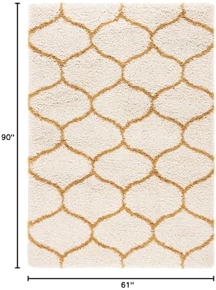 SAFAVIEH Hudson Shag Rug 5'3"x7'6", Soft Plush Modern Ivory & Gold SGH280F - Image 2