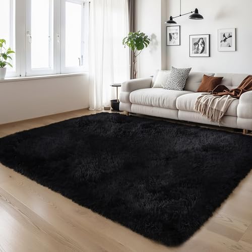 4x6 Thick Black Fluffy Shag Rug - Image 6