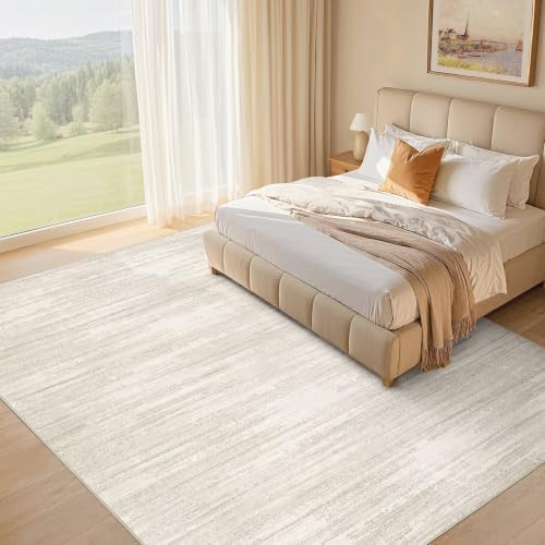 Area Rug Living Room-10X12 Abstract Washable Rug Beige - Image 2
