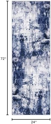 KOZYFLY Modern Runner Rug 2x6 Navy Blue Washable Kitchen Runner - Image 2