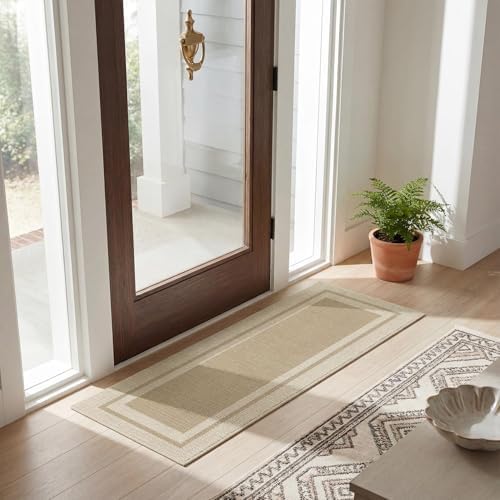 Artoid Mode Beige Absorbent Rectangle Non-Skid Doormat, Home Mats Non Slip - Image 4