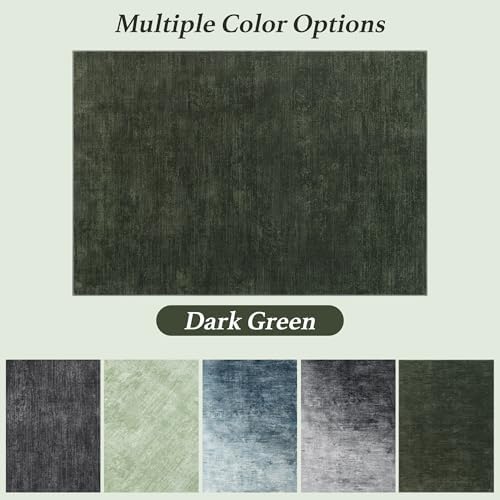 8x10 Washable Area Rug, Dark Green Solid Area Rugs - Image 7