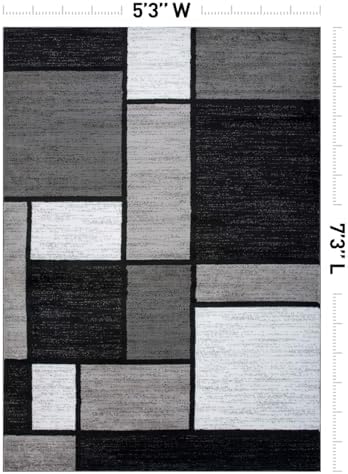 Rugshop Modern Boxes Contemporary Non-Shedding Area Rug Gray 5'3" x 7'3" - Image 2