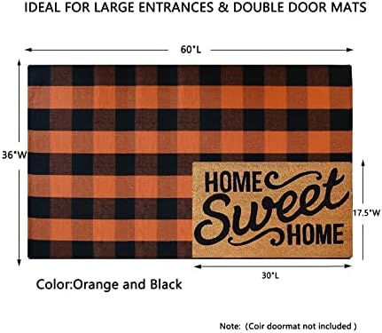 MUBIN Fall Decor Cotton Buffalo Plaid Rug, Washable Halloween Doormat Foldable - Image 2