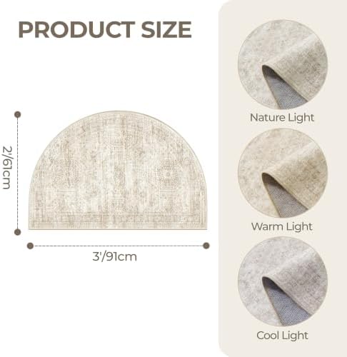 2x3 Half Circle Rug, Small Washable Entryway Rug - Image 2