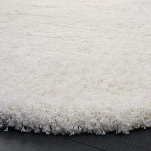 SAFAVIEH California Shag Round Rug 8', Soft Plush Modern White SG151-1010 - Image 5