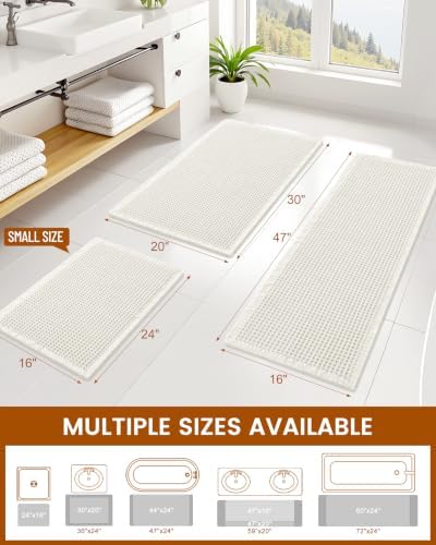 Smiry Waffle Bath Mat 24X16, Extra Soft Absorbent Bathroom Rugs - Image 2