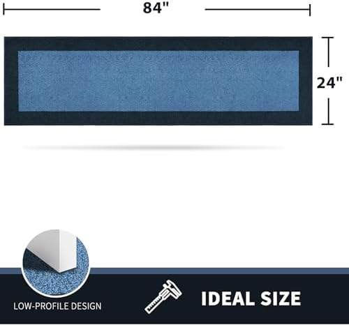PURRUGS Hallway Runner Rug, Light Blue & Navy - Image 2
