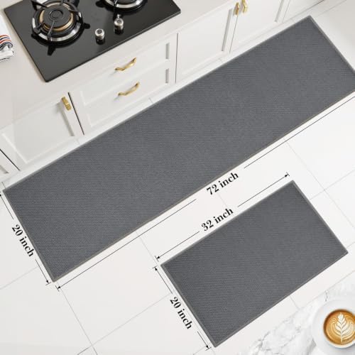 Kitchen Rugs Set of 2, Washable Floor Mats, Khaki 20x32+20x60in - Image 2