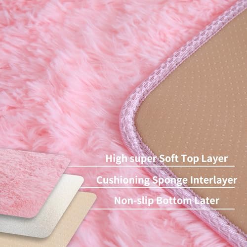 KCHOWUA Pink Fluffy Fuzzy Rug 2x3 - Image 4