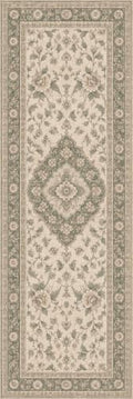 2'x6 Faux Wool Washable Runner Rug, Soft Sage/Beige by Unknown