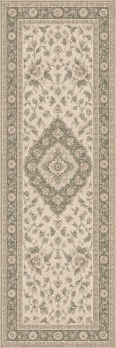 2'x6 Faux Wool Washable Runner Rug, Soft Sage/Beige by Unknown