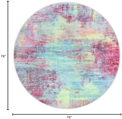 IOHOUZE Abstract Round Area Rug 6 Ft Washable Circle Rugs Large Round Rug Non - Image 2