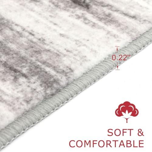KOZYFLY Modern Kitchen Runner Rug 2x6 Washable Rug Runner Grey Beige - Image 2
