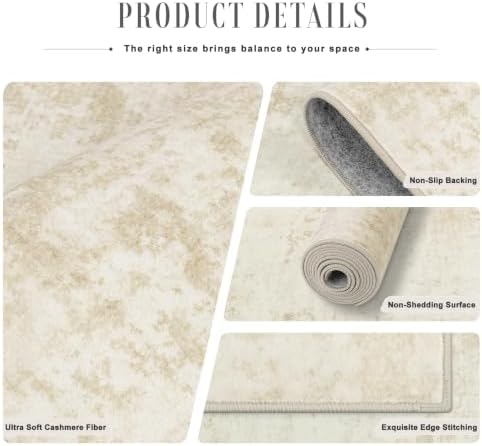 2x6 Washable Runner Rug：Modern Abstract Kitchen Soft Carpet Beige - Image 7