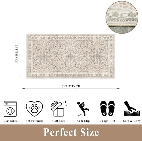 3x6 Kitchen Runner Rug Non Slip Washable - Image 2