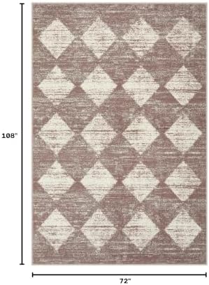 Lahome Checkered 6x9 Area Rug Beige Machine Washable Non Slip Living Room - Image 2