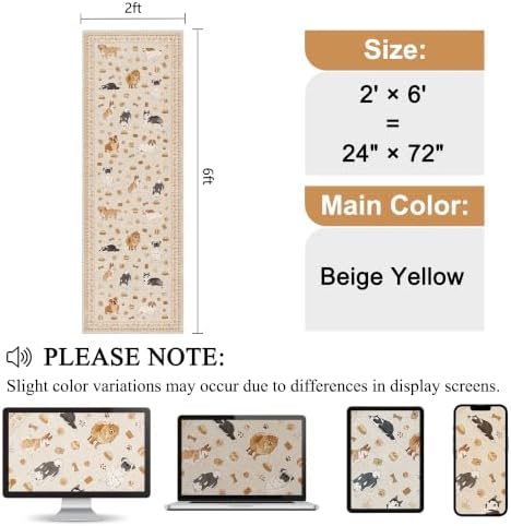 DUKINO 2x6 Kitchen Runner Rug, Washable Soft Non Slip Dog Rug - Image 2